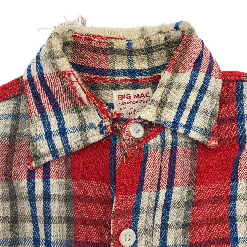 60s Penney's BIGMAC ビッグマック フランネルシャツ XL 赤 中古】60s BIG MAC Penneys チェックネルシャツ サイズS レッド×ブルー