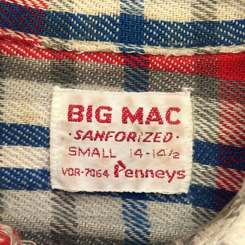 中古】60s BIG MAC Penneys チェックネルシャツ サイズS レッド×ブルー