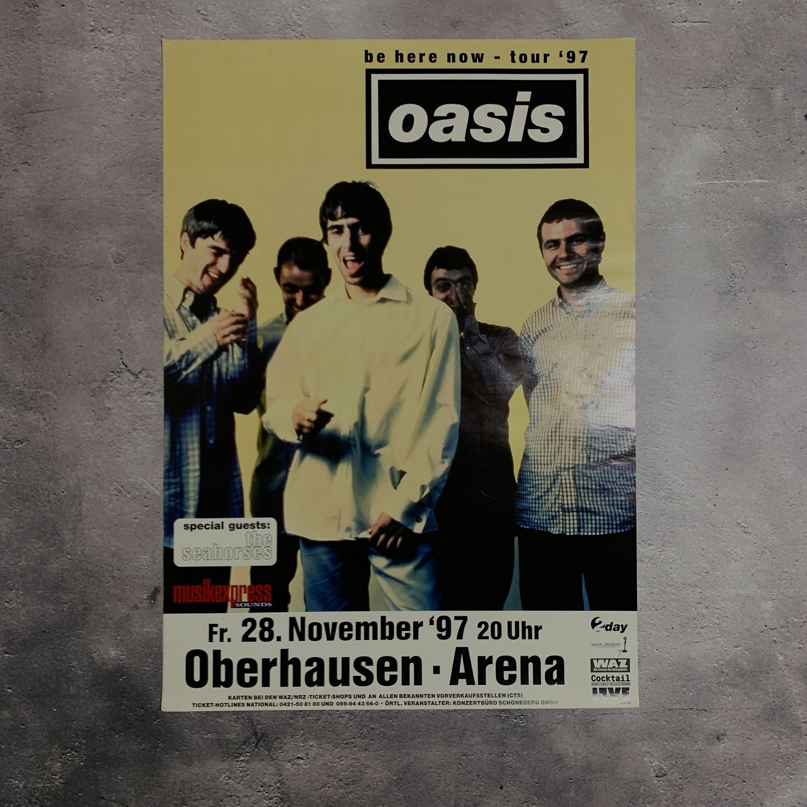 音楽｜Oasis｜Be Here Now Tour ’97｜ツアーポスター｜1997｜Oberhausen Arena｜The Seahorses
