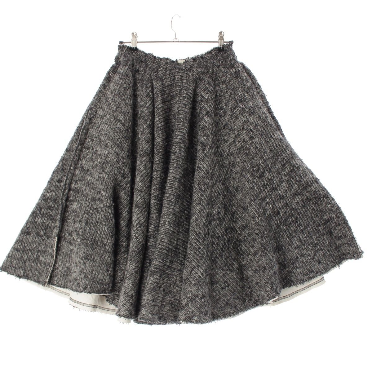 コムデギャルソン 14AW 2014 ウール 平面 フラット ローゲージニット スカート GN-S017 グレー xs【中古】