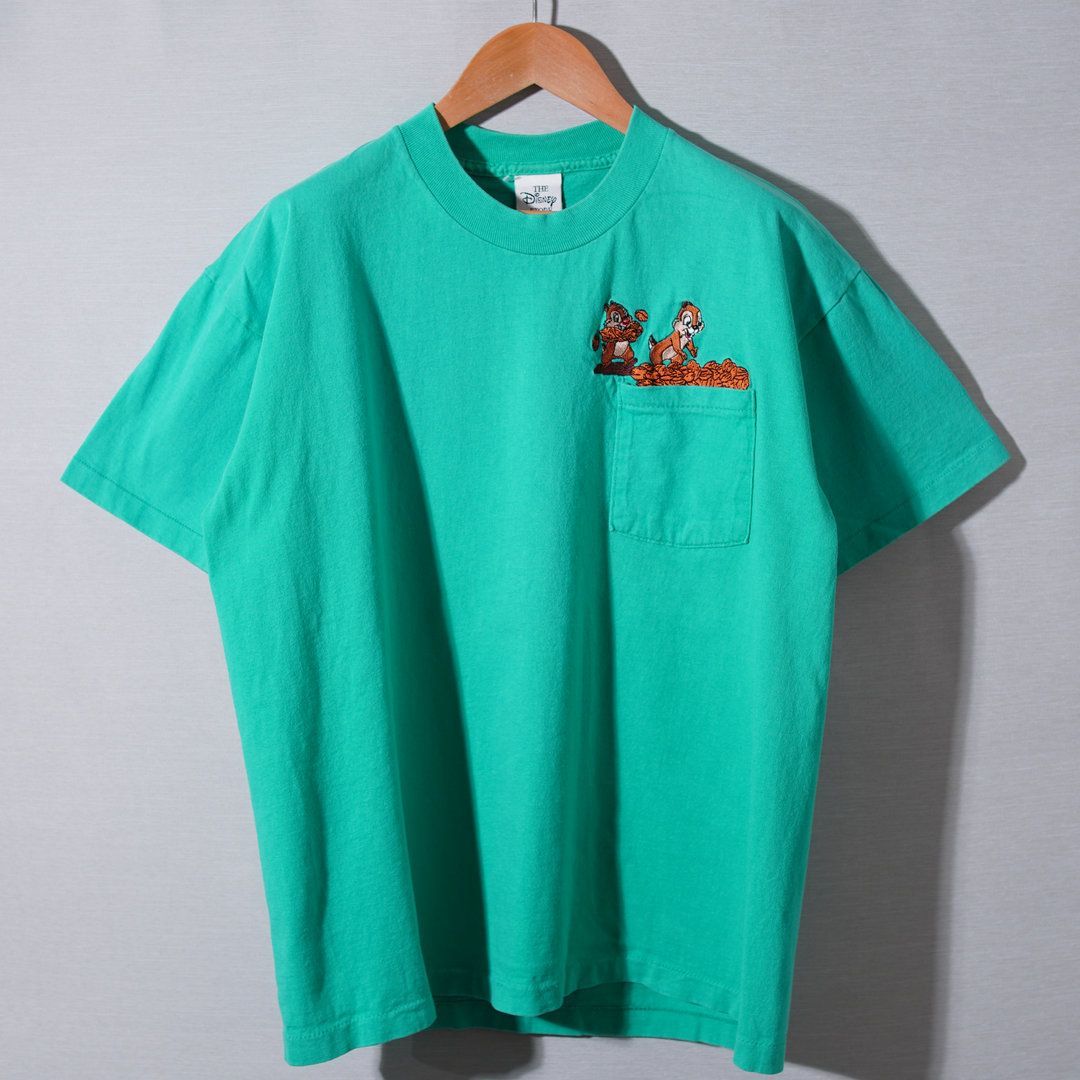 90s ディズニー Disney チップとデール Tシャツ L エメラルドグリーン