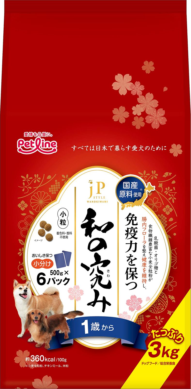 ジェーピースタイル 和の究み ドッグフード 小粒 1歳から【国産/アルミ小分け】 3kg(500g×6) [1歳から] [3kg] 6,803円
