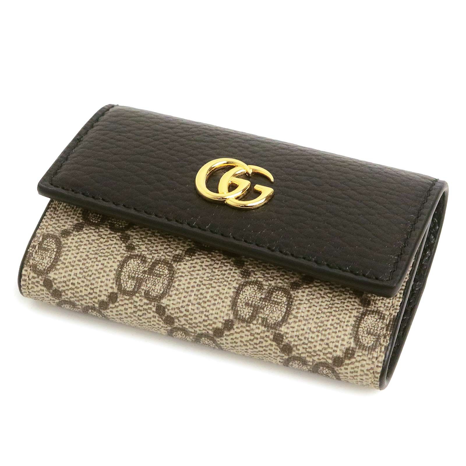 現行 GUCCI GGマーモント 6連キーケース GGスプリーム ダブルG 美品 グッチ ‎456118 GGマーモント ダブルG バイカラー 6連 GGスプリーム