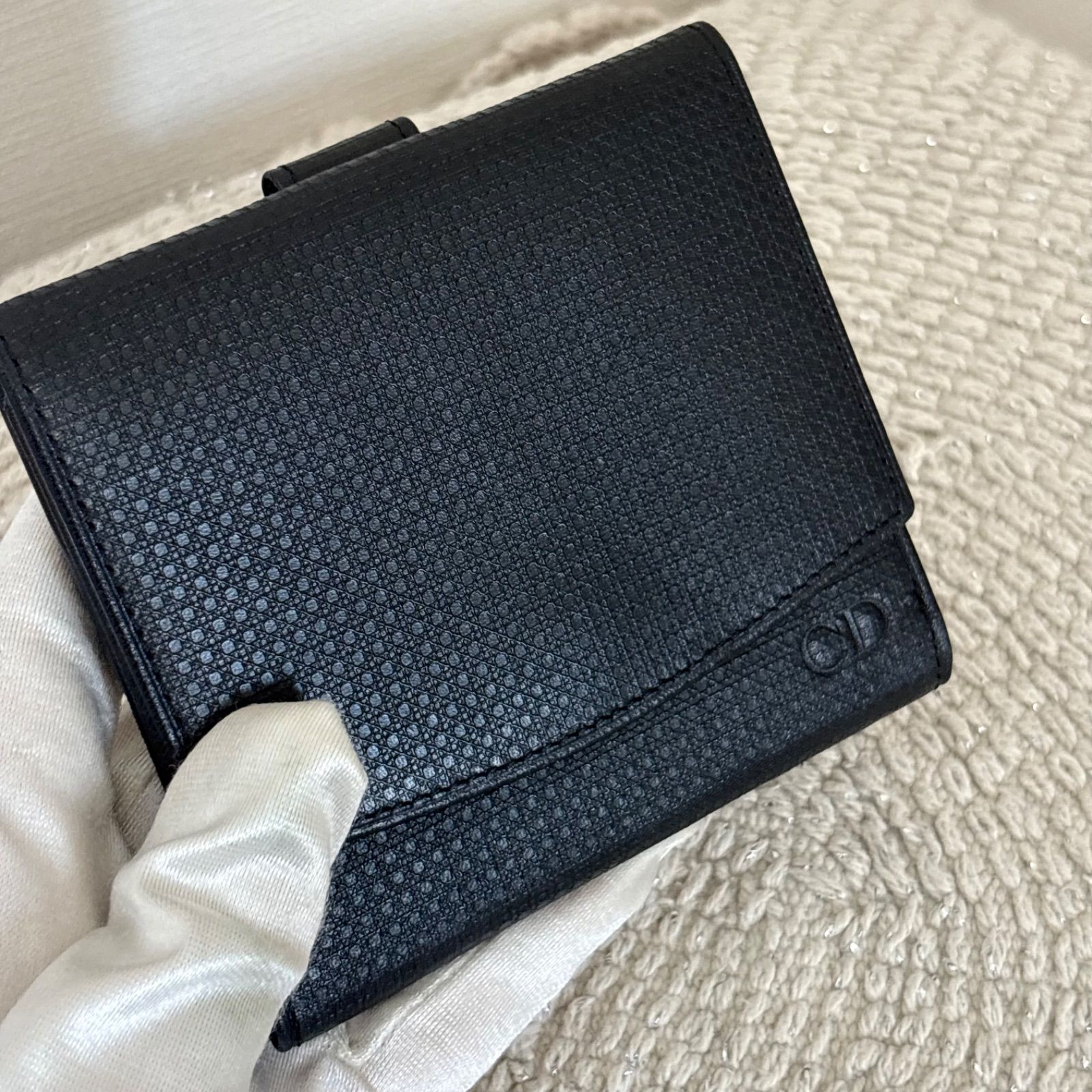 美品】クリスチャンディオール 二つ折り財布 ウォレット CDロゴ レザー
