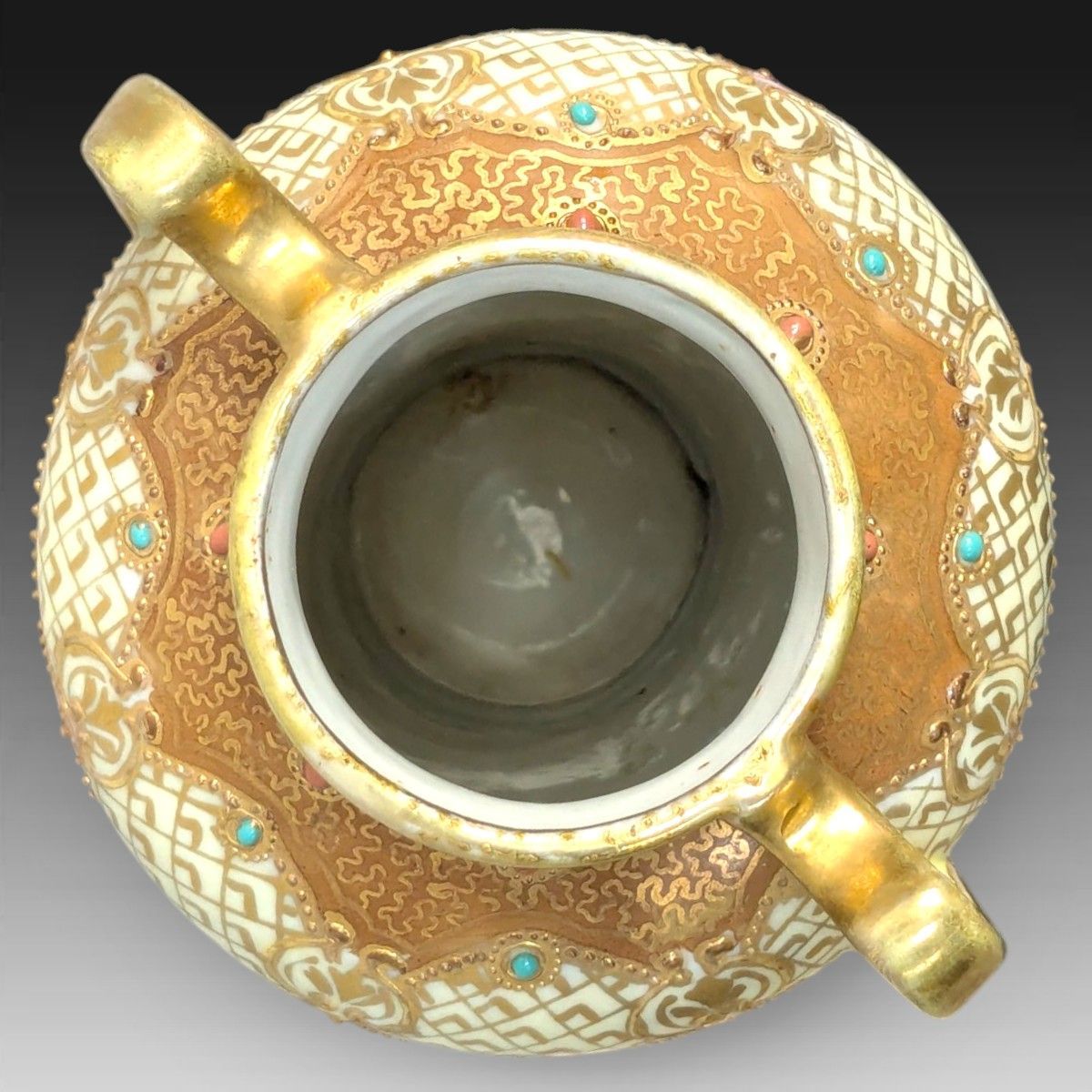 オールドノリタケ　メイプルリーフ印　金彩装飾　陶器ボウル 超美品 オールドノリタケ メイプルリーフ印 両耳飾り壺 薔薇文様