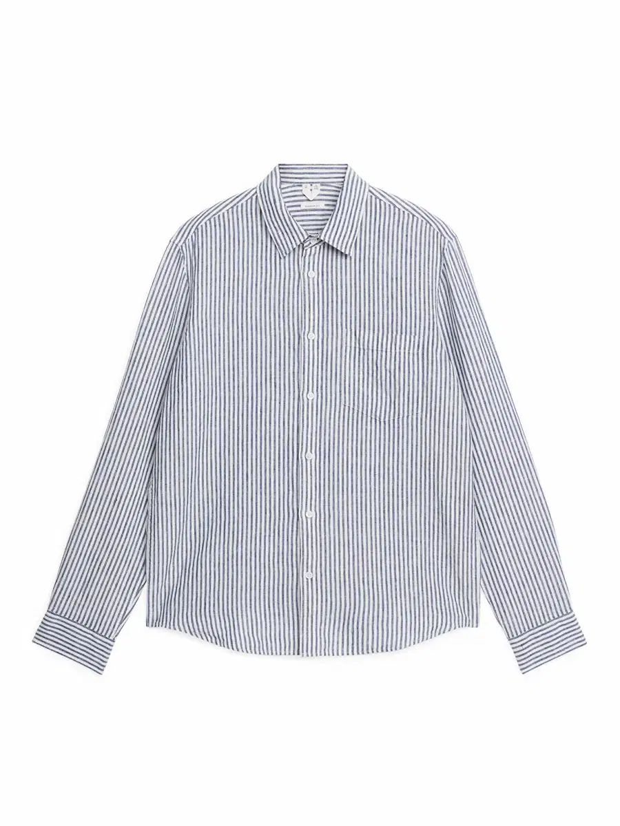 Arket マン リネン ストライプ シャツ
