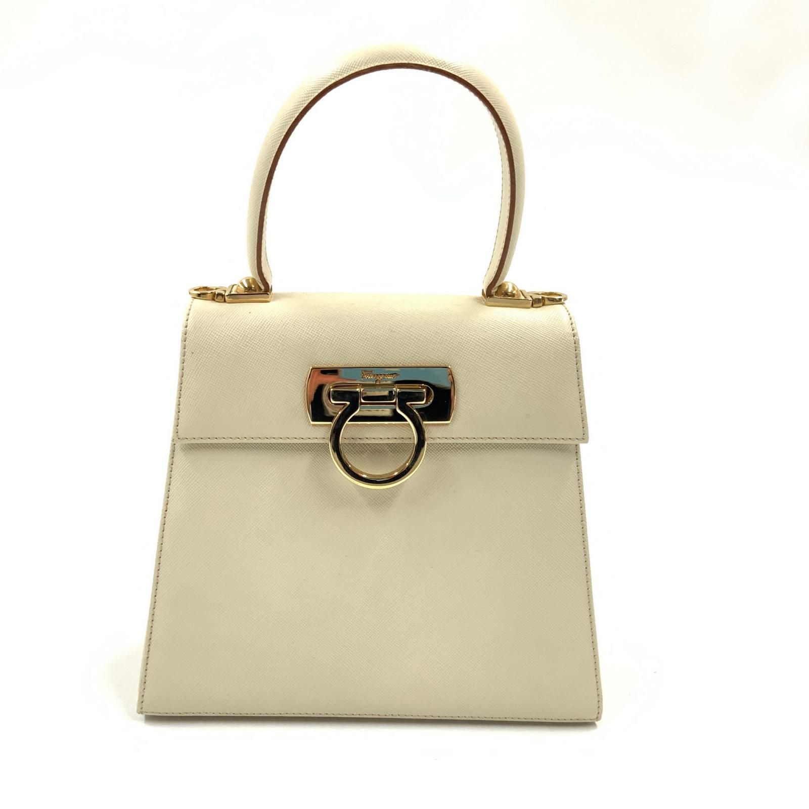 Salvatore Ferragamo サルヴァトーレフェラガモ ガンチーニ ハンドバッグ ハンドバッグ トートバッグ AQ-21 2193 アイボリー 現状渡し