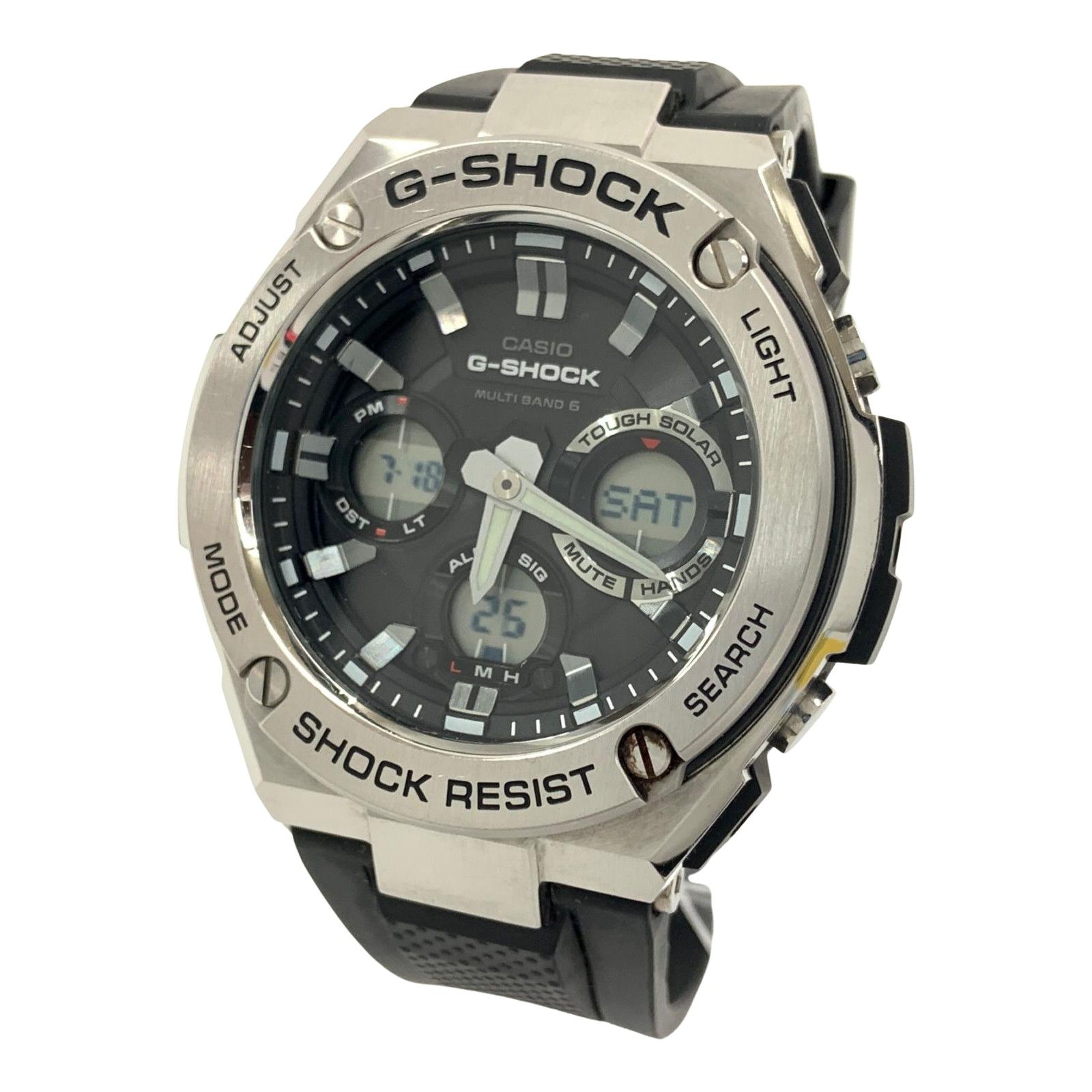 CASIO カシオ G-SHOCK Gショック Gスチール タフ ソーラー電波クォーツ GST-W110-1A シルバー x ブラック