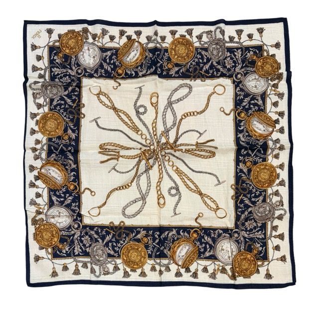 フェンディ ハンカチ スカーフ scarf ロゴ ネイビー チェーン