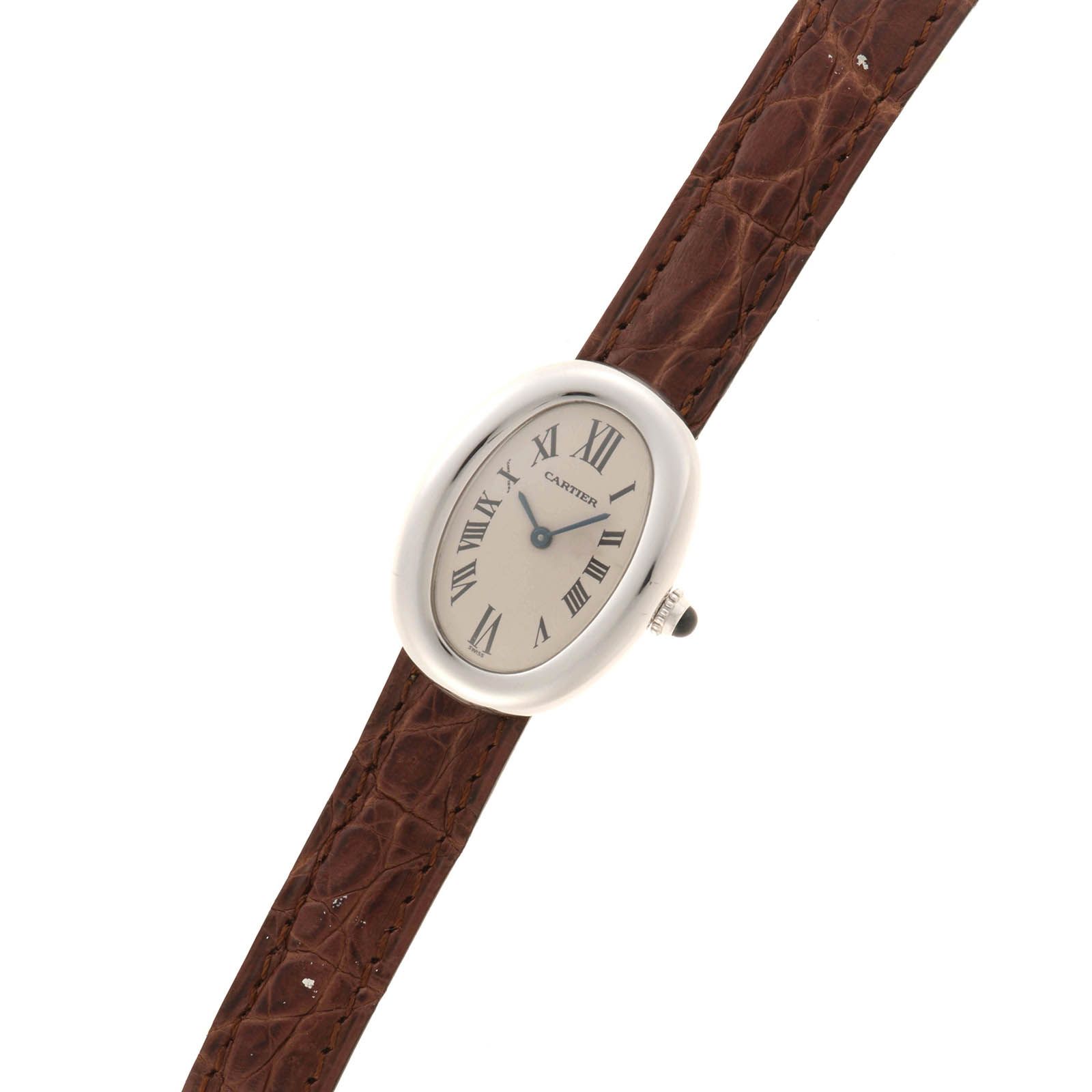 CARTIER カルティエ ベニュワール W1516856 腕時計 K18ホワイトゴールド K18WG/本革 アイボリー クオーツ レディース【中古】432 2147200587417