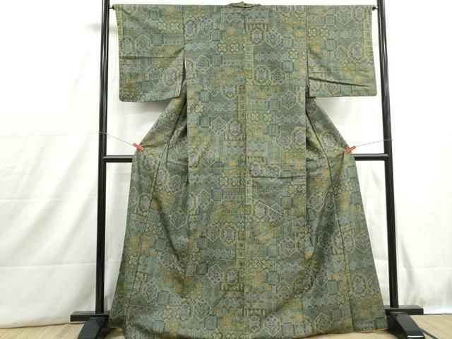 平和屋着物□本場大島紬 7マルキ 抽象花文 正絹 逸品 DABH8847qa