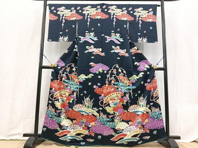 平和屋着物□訪問着 型染め 松竹梅吉祥花文 正絹 逸品 BAAX9198yc
