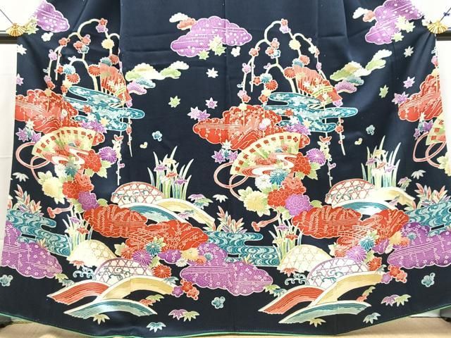 平和屋着物□訪問着 型染め 松竹梅吉祥花文 正絹 逸品 BAAX9198yc
