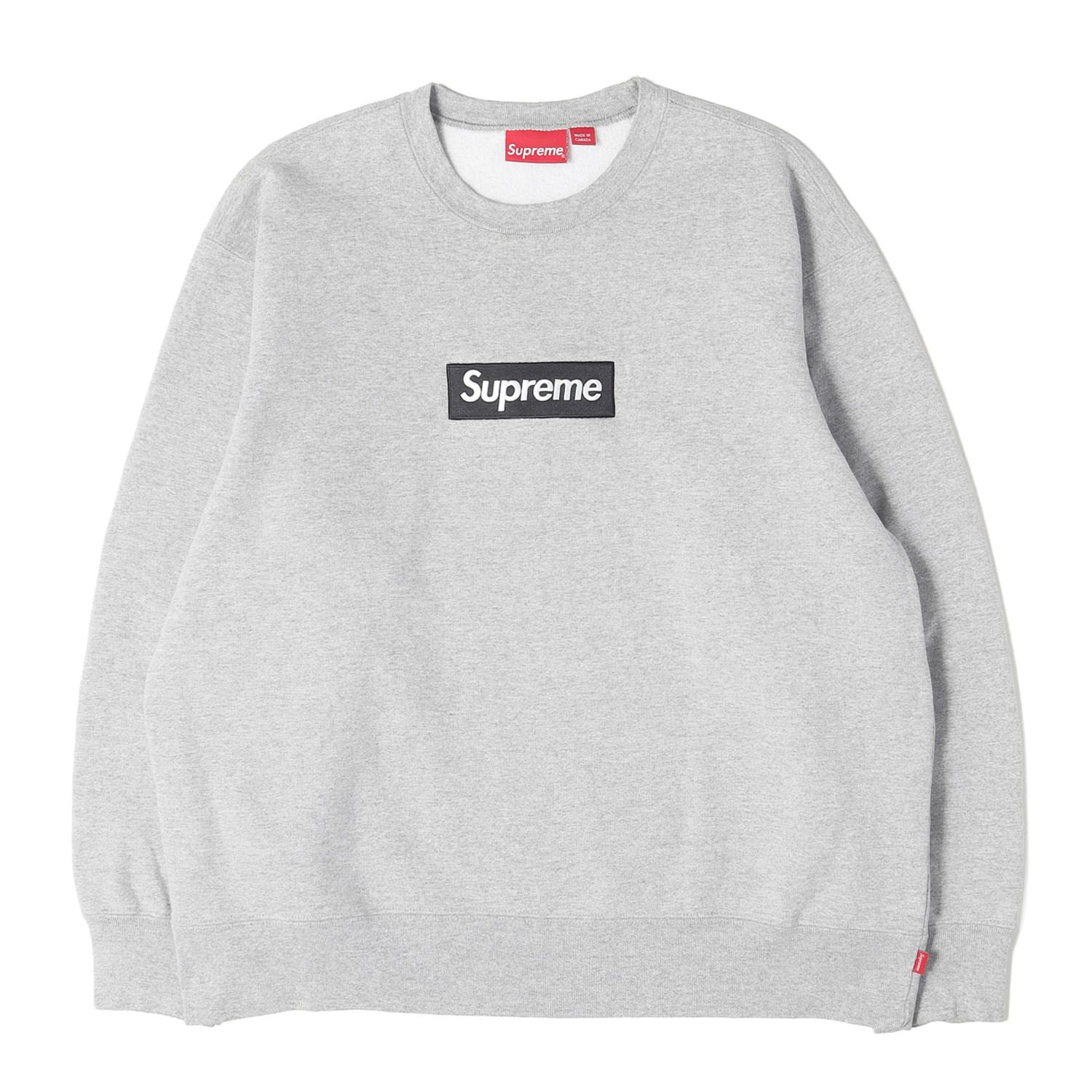 【美品】Supreme シュプリーム スウェット ヘザーグレー サイズ:L 22AW ボックスロゴ クルーネック スウェットシャツ Box Logo Crewneck カナダ製 トップス トレーナー【メンズ】【中古】