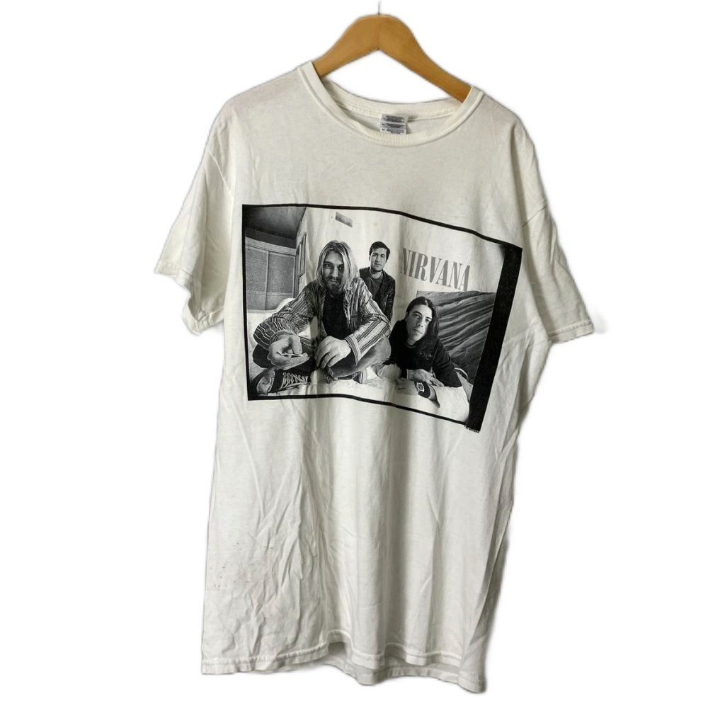 GILDAN NIRVANA 1996 MEMBER PORTRAIT ヴィンテージ バンドTシャツ カットソー 半袖 M ホワイト