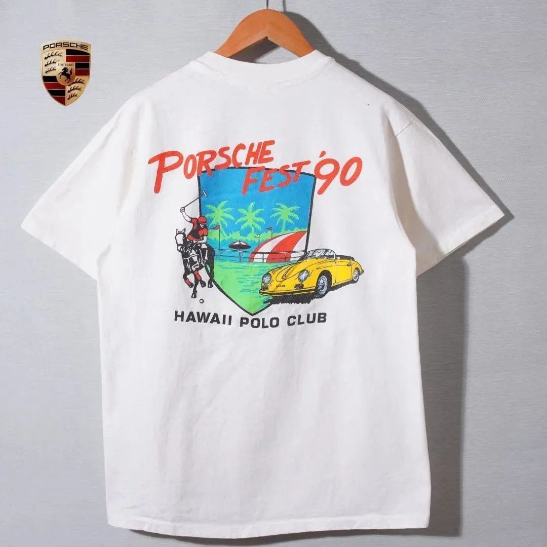 90s USA製 1990年製 ポルシェ PORSCHE Tシャツ L ホワイト