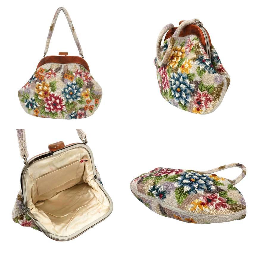 京やO298 和装バッグ ビーズバッグ 古来美術工芸品 MADE IN KOREA 手