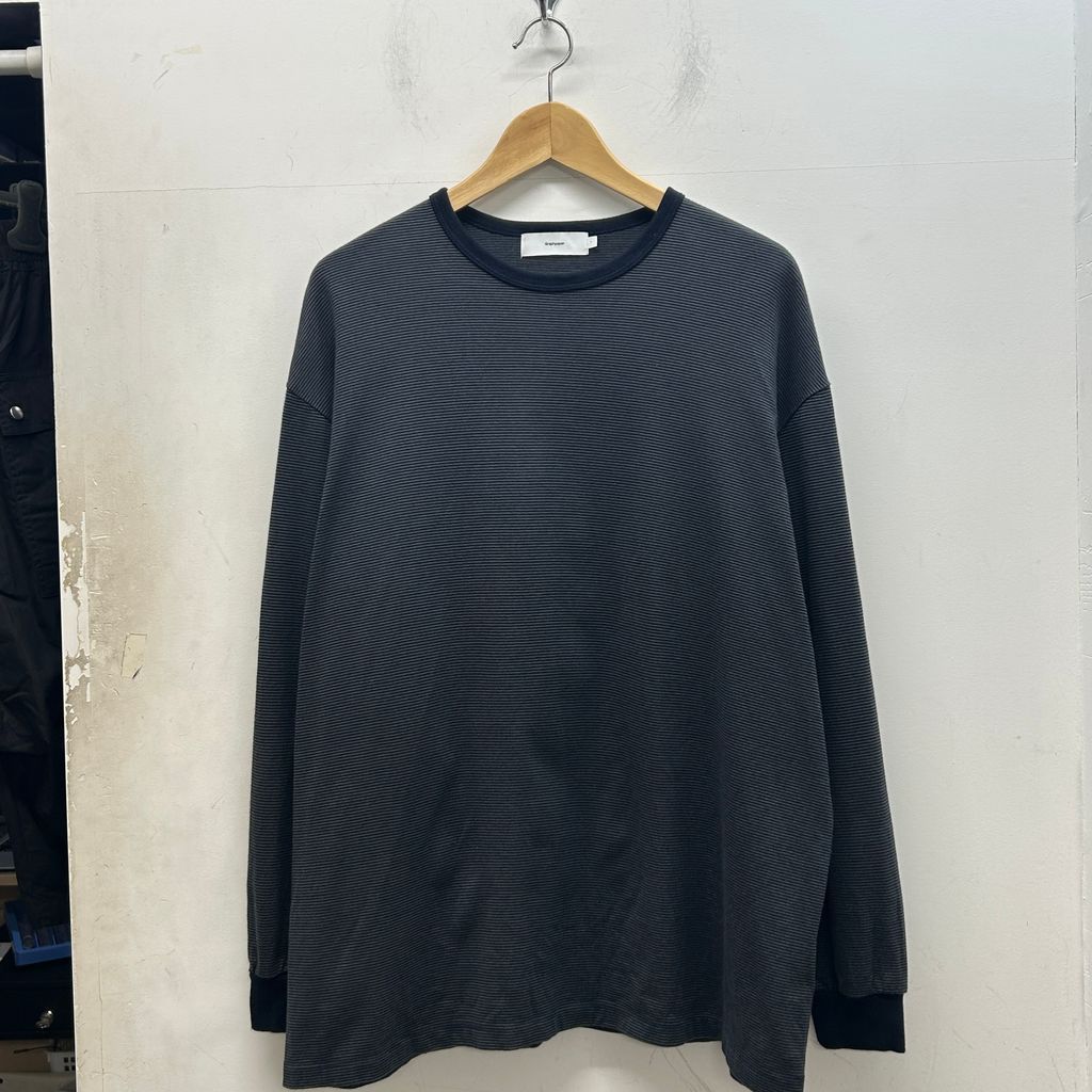 Graphpaper グラフペーパー 25SS Narrow Border L/S Tee カットソー GU251-70117B ブラック size:1【中目黒B07】