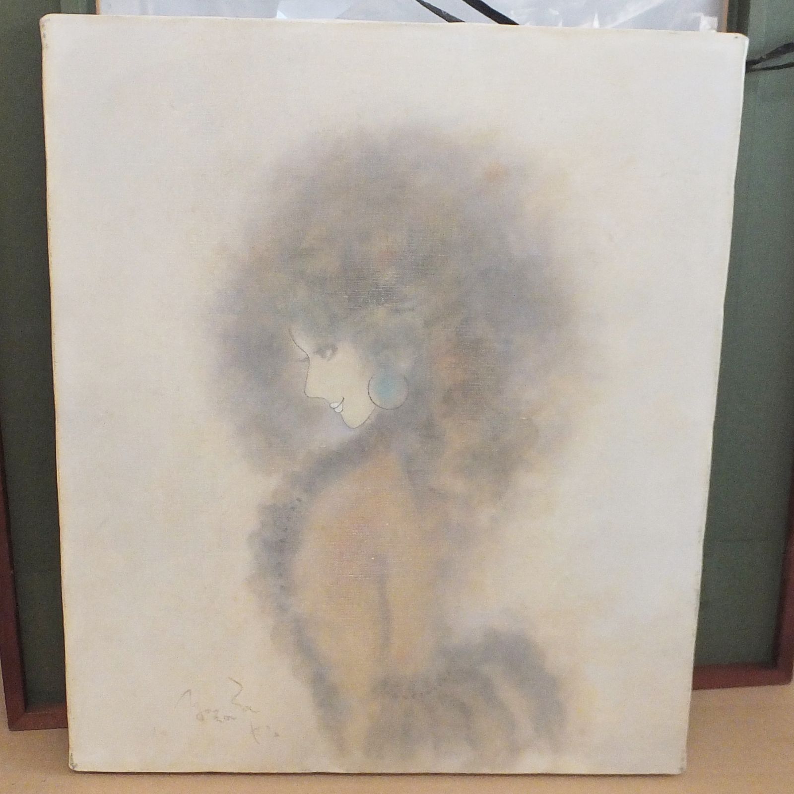 S446【真作保証】女性像 油彩画 F10号 額装付き サイン入り 美人画 絵画 アート　/20