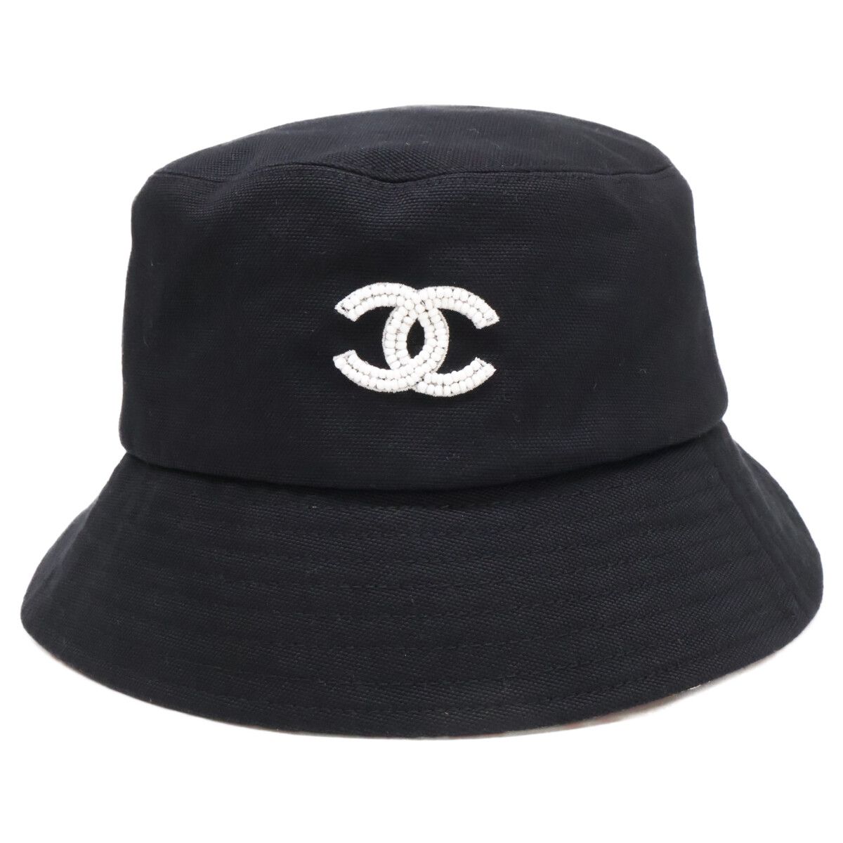 CHANEL シャネル 美品 国内正規 ビーズ ココマーク コットン バケット