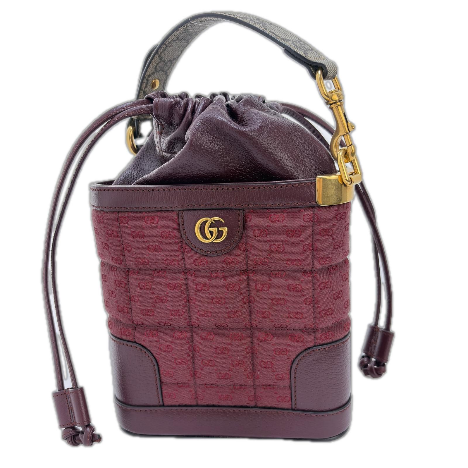 GUCCI グッチ ミニGG 2WAYバッグ 752583 キャンバス/レザー/PVC ボルドー/ベージュ レディース 2148104171726【中古】【200】 102,795円