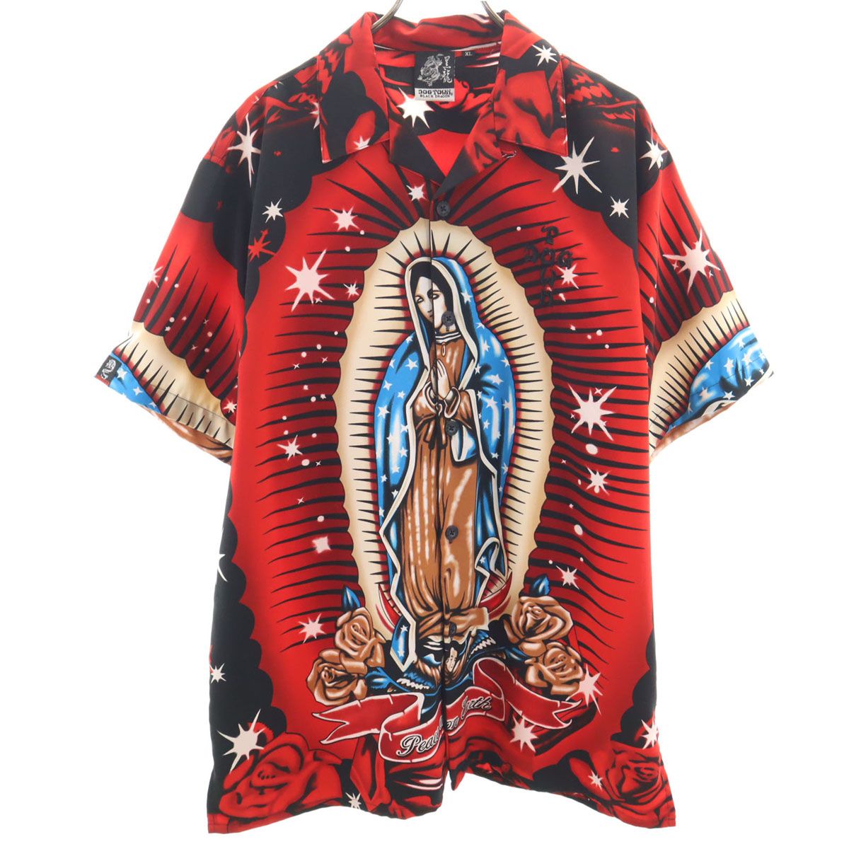 DOGTOWN ドッグタウン マリア 半袖 オープンカラーシャツ XL レッド