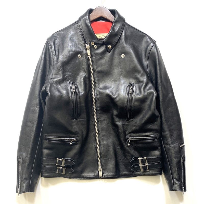 【中古品】 666 LEATHER WEAR ロクロクロクレザーウェア STEERHIDE DOUBLE RIDERS JACKET ステアハイド ダブルライダースジャケット 【145-260719-as-08-izu】