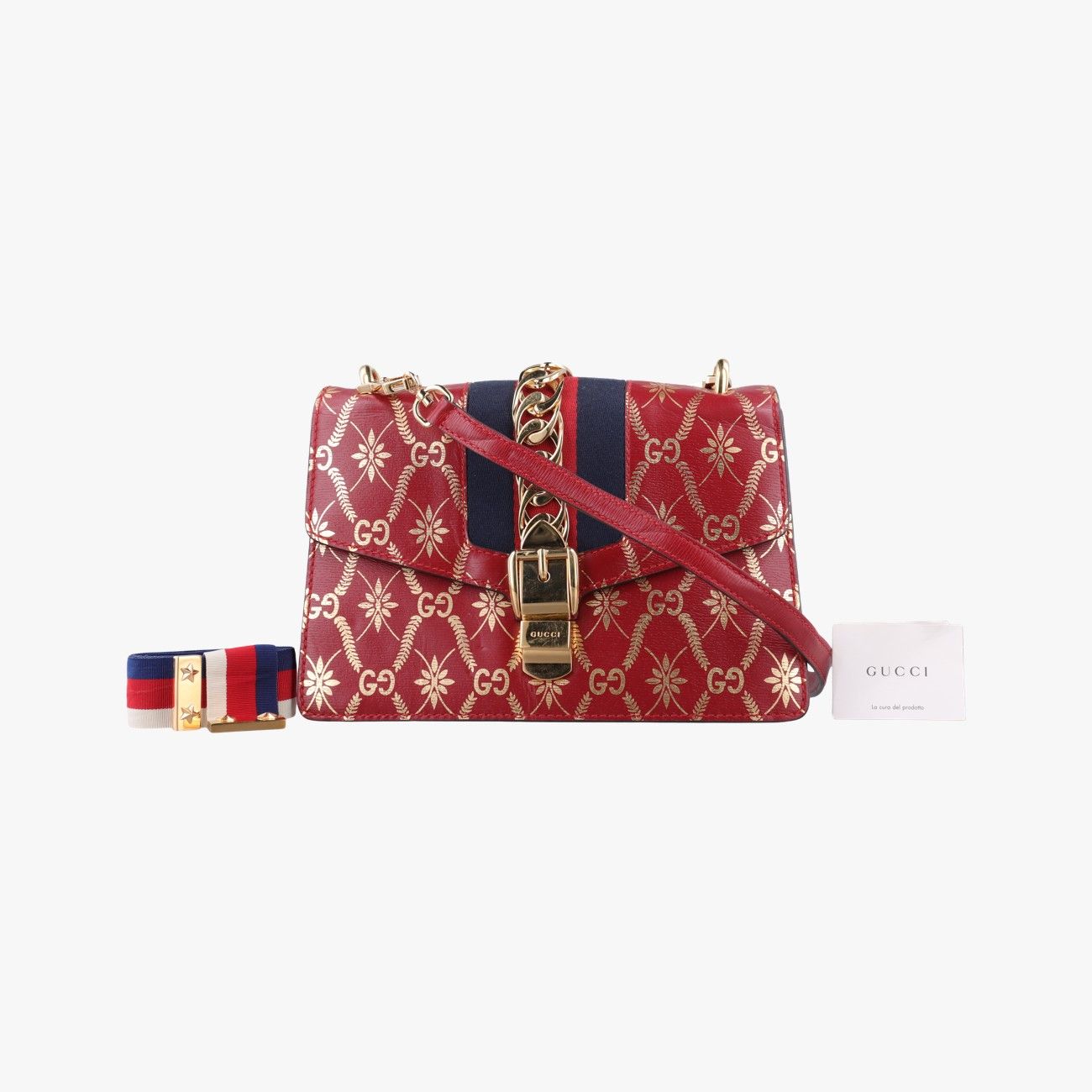 グッチGucciシルヴィ レッド×マルチカラー レザー 524405 B031367298