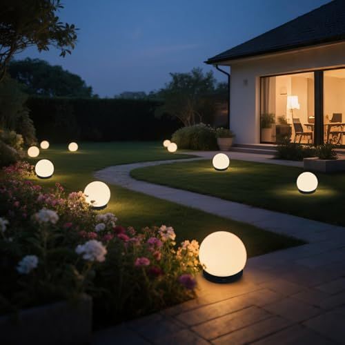 翌朝まで点灯!!【GWSOLAR 庭園灯・門柱灯・ボール直径20cm】Smart Lighting ソーラーライト 明るさ60ルーメン リモコンで点灯時間選び 昼光色・電球色・白色調節 お庭 玄関先 ガーデン 芝生 花壇など明るく照らす「照明用途」ボ 国内発送