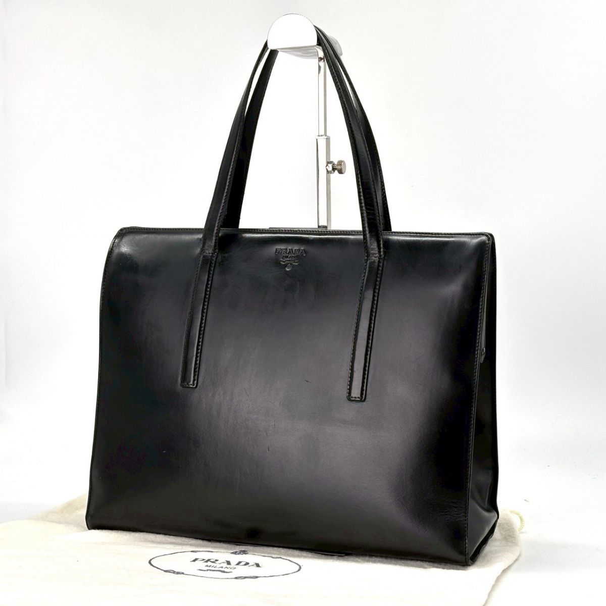 凛とした佇まいが魅せる】 PRADA トートバッグ レザー がま口 ビジネス