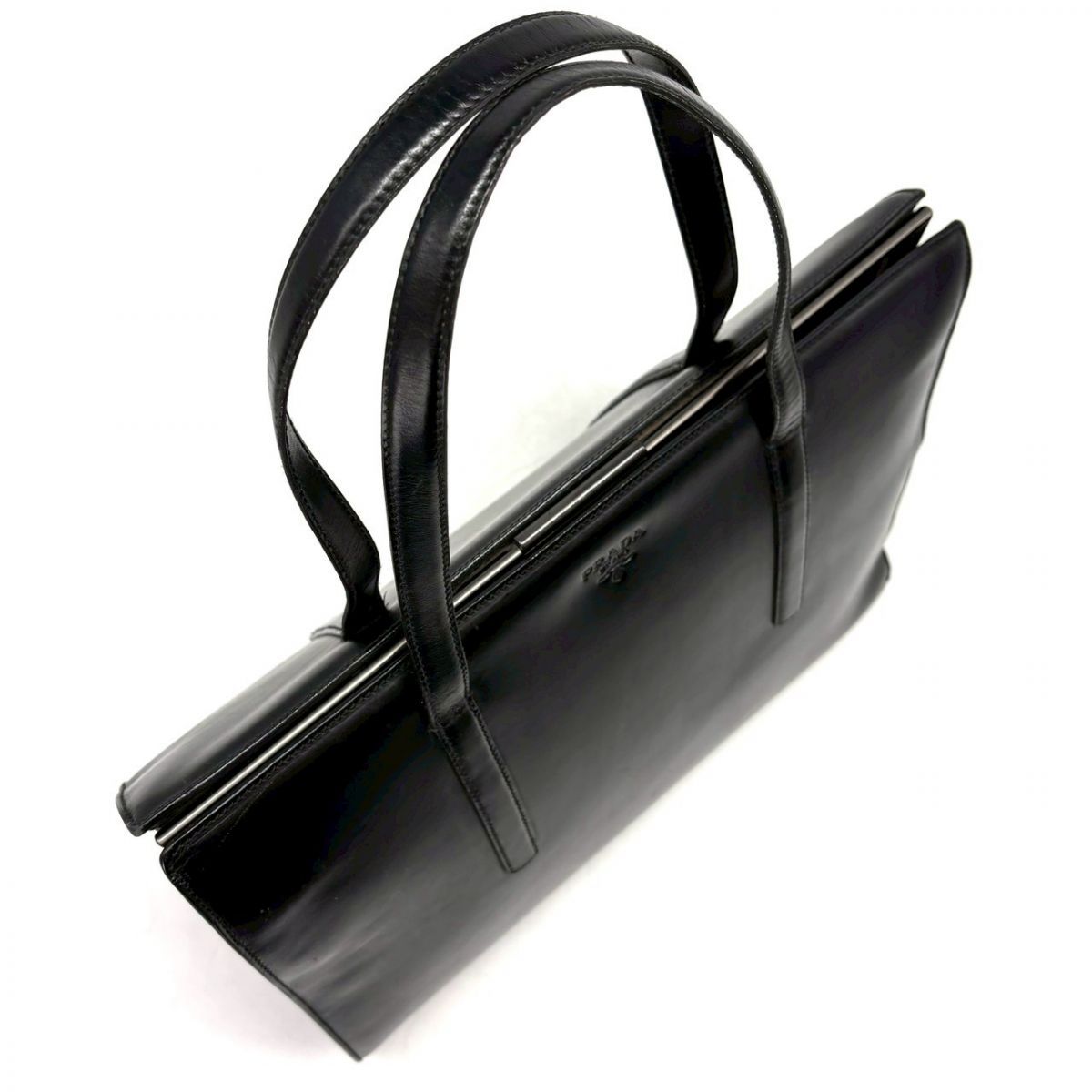凛とした佇まいが魅せる】 PRADA トートバッグ レザー がま口 ビジネス