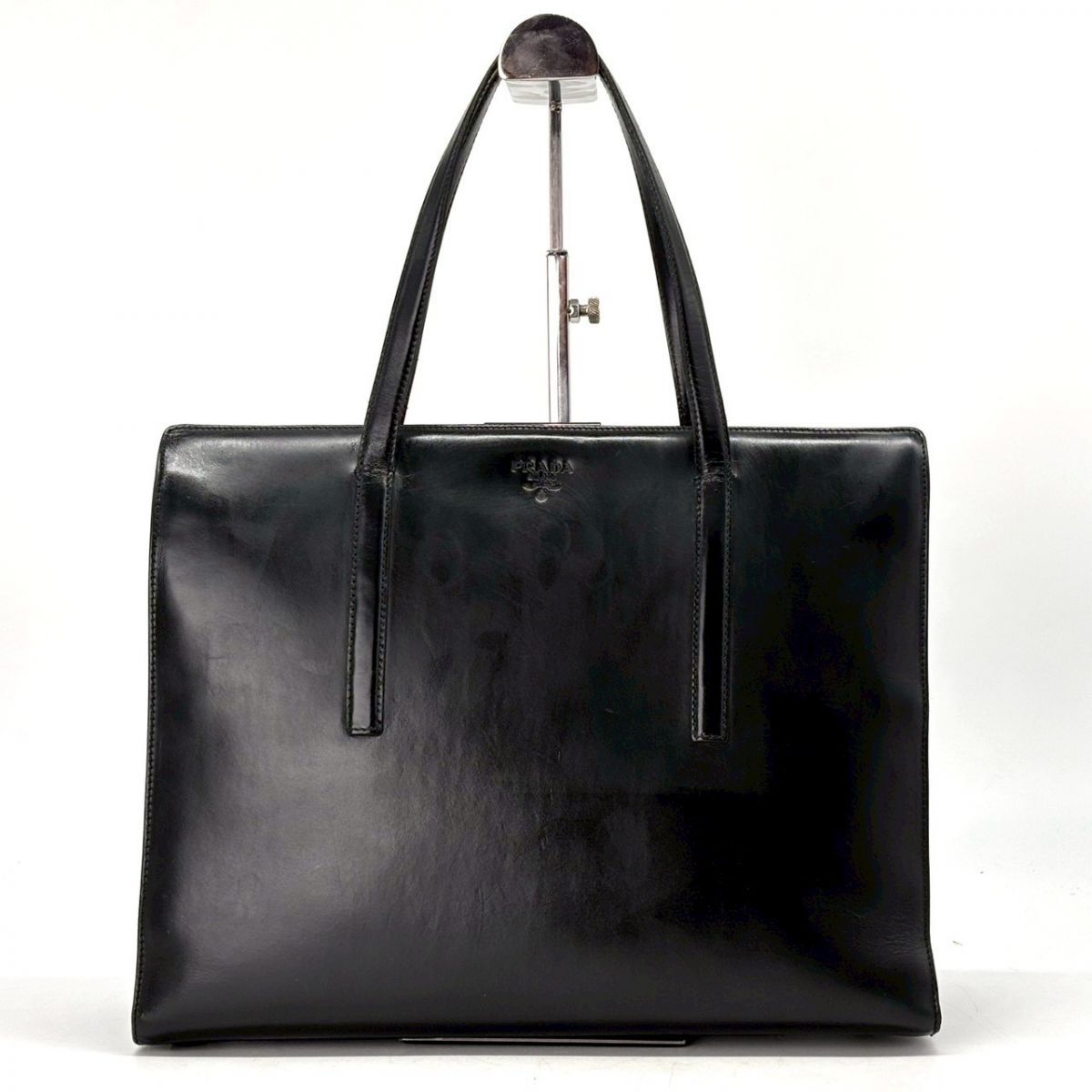 凛とした佇まいが魅せる】 PRADA トートバッグ レザー がま口 ビジネス