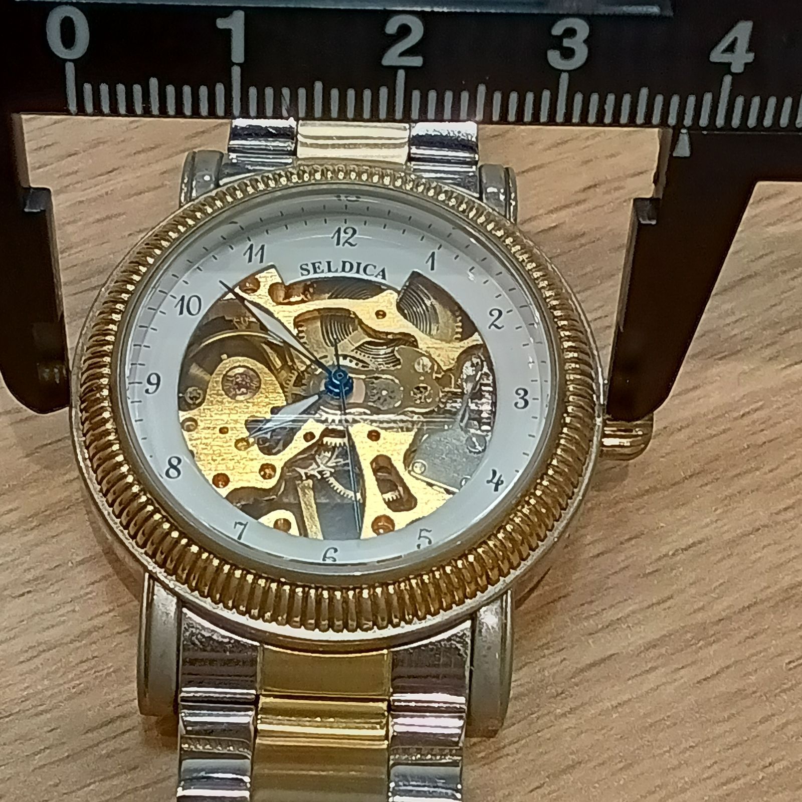 MK1252【ER266】SELDICA SDC-2039 裏スケ スケルトン 手巻き 稼働品