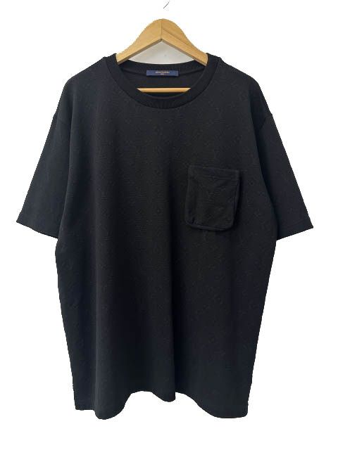 ルイヴィトン LOUIS VUITTON 21AW シグネチャー 3Dポケット モノグラム 総柄ロゴ 半袖 Tシャツ RM212Q TCL HIY49W XXL 黒ブラック ブランド古着ベクトル 中古260719