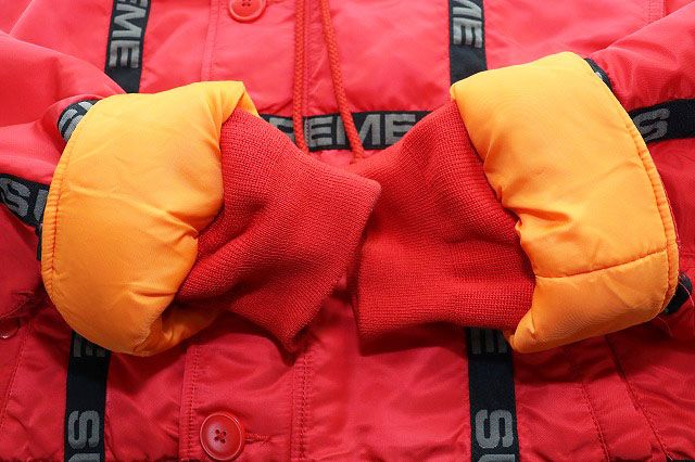 シュプリーム SUPREME 18AW LOGO TAPE N-3B PARKA RED L ロゴ テープ