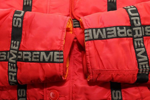 シュプリーム SUPREME 18AW LOGO TAPE N-3B PARKA RED L ロゴ テープ