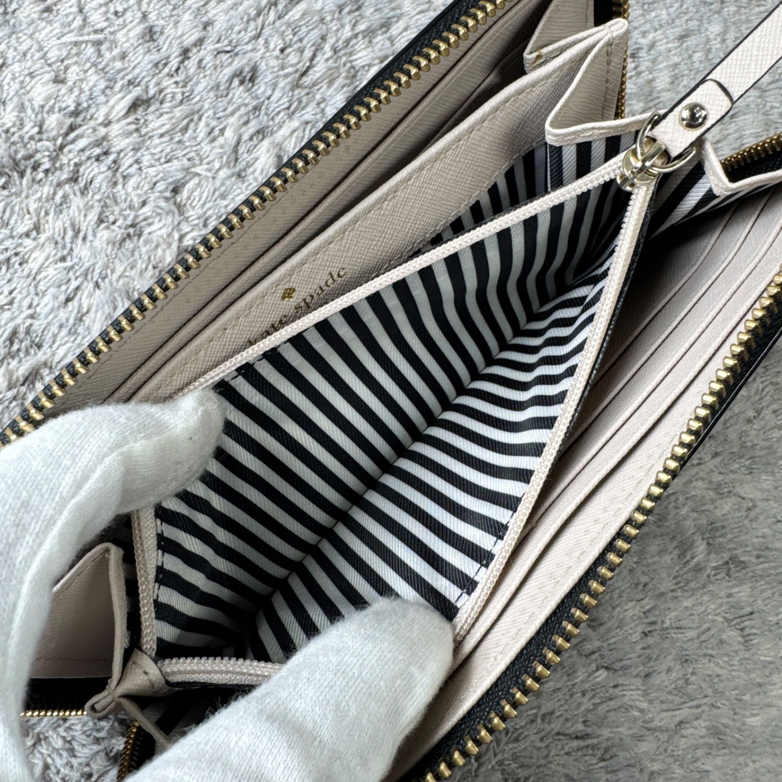 kate spade ケイトスペード 長財布 ラウンドジップ バイカラー レザー 