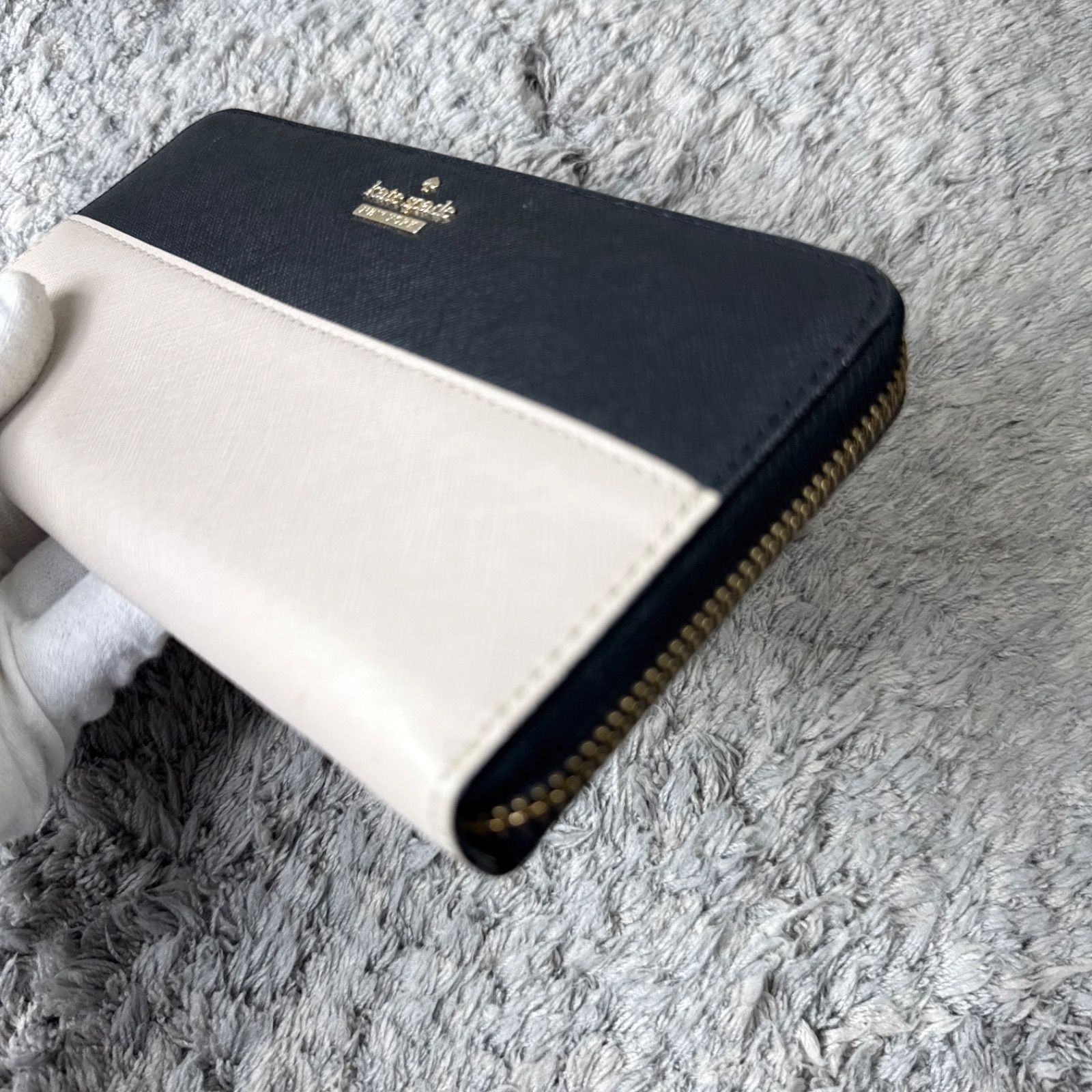 kate spade ケイトスペード 長財布 ラウンドジップ バイカラー レザー 