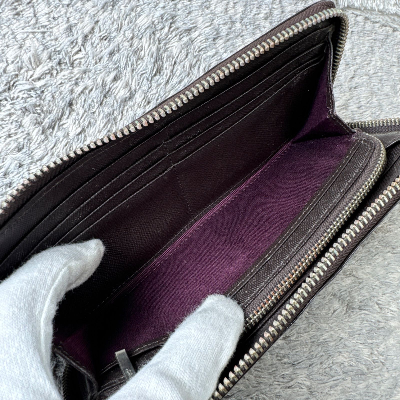 Paul Smith ポールスミス 長財布 ラウンドジップ マルチストライプ 茶