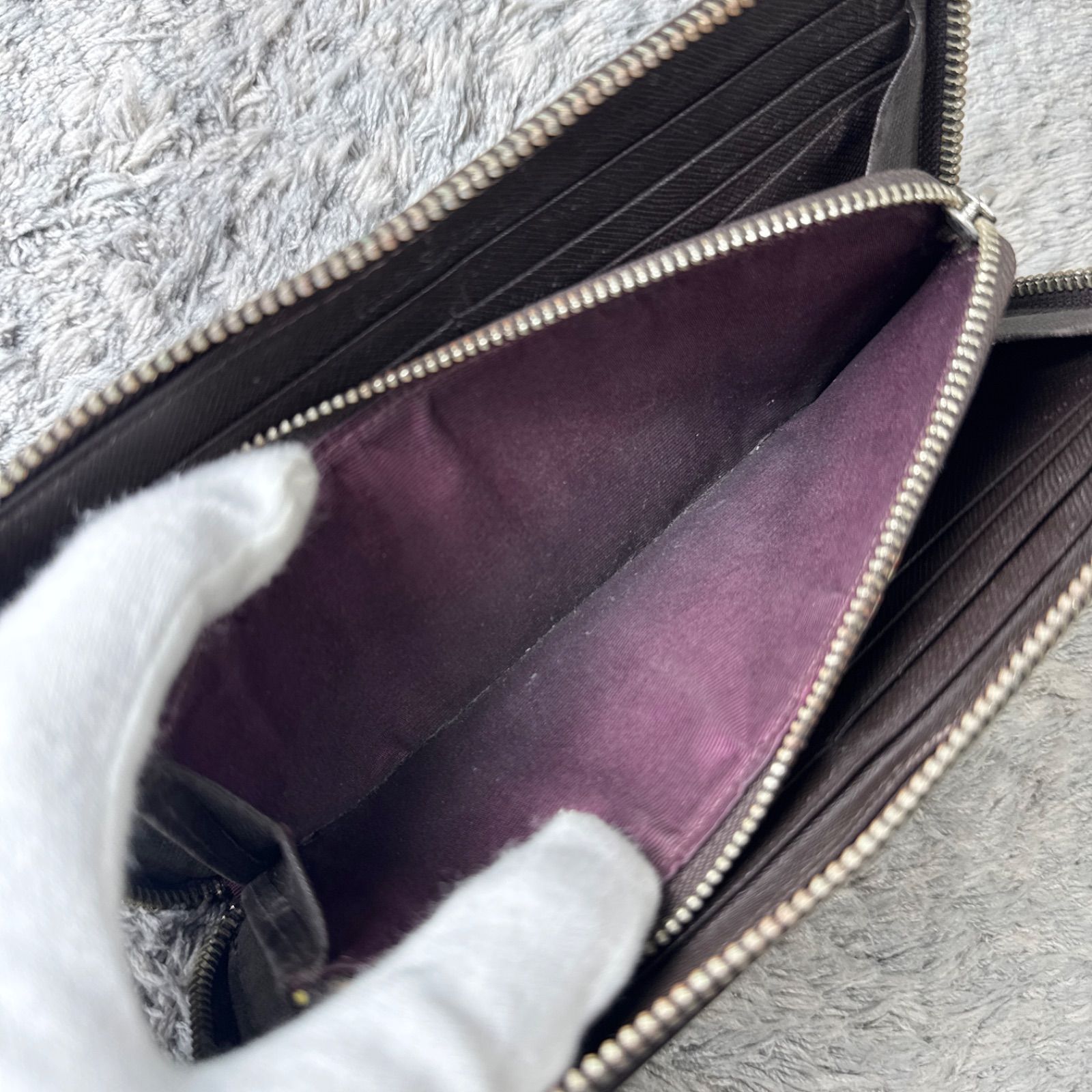 Paul Smith ポールスミス 長財布 ラウンドジップ マルチストライプ 茶