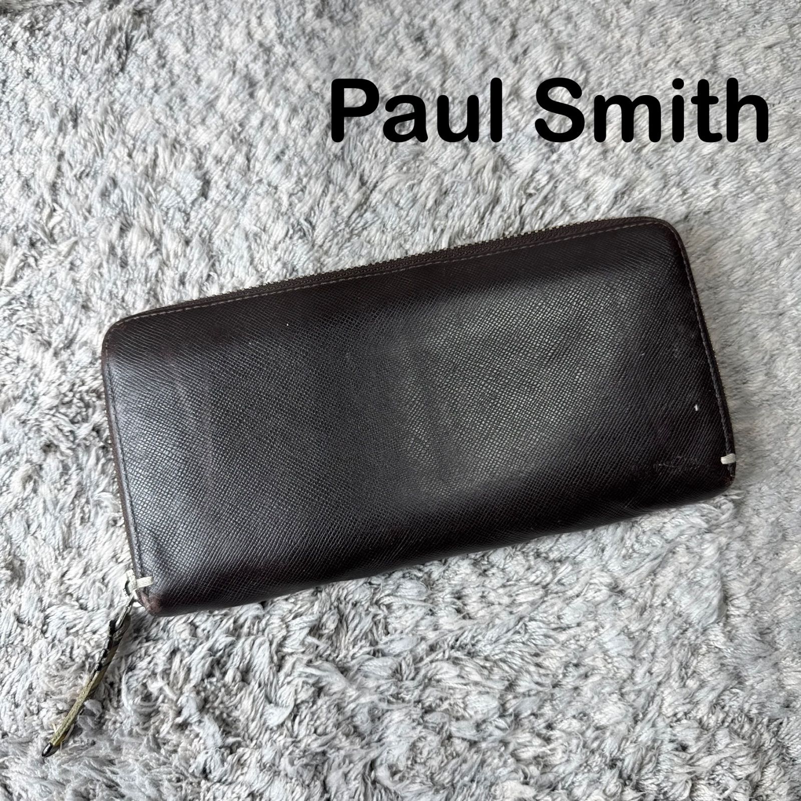 Paul Smith ポールスミス 長財布 ラウンドジップ マルチストライプ 茶