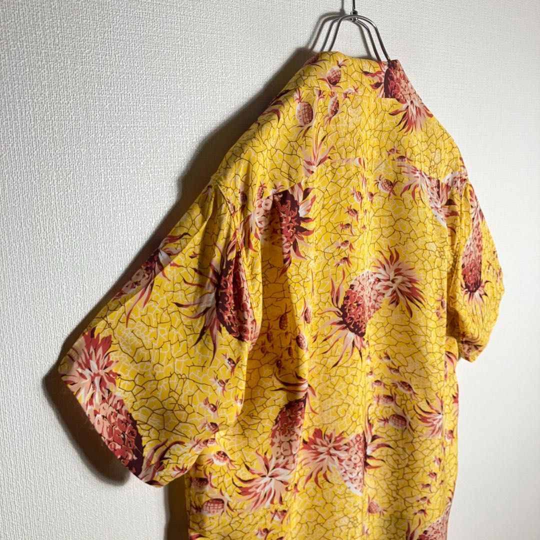 極美品】SUNSURF アロハシャツ 半袖 開襟 パイナップル 黄色 M - メルカリ
