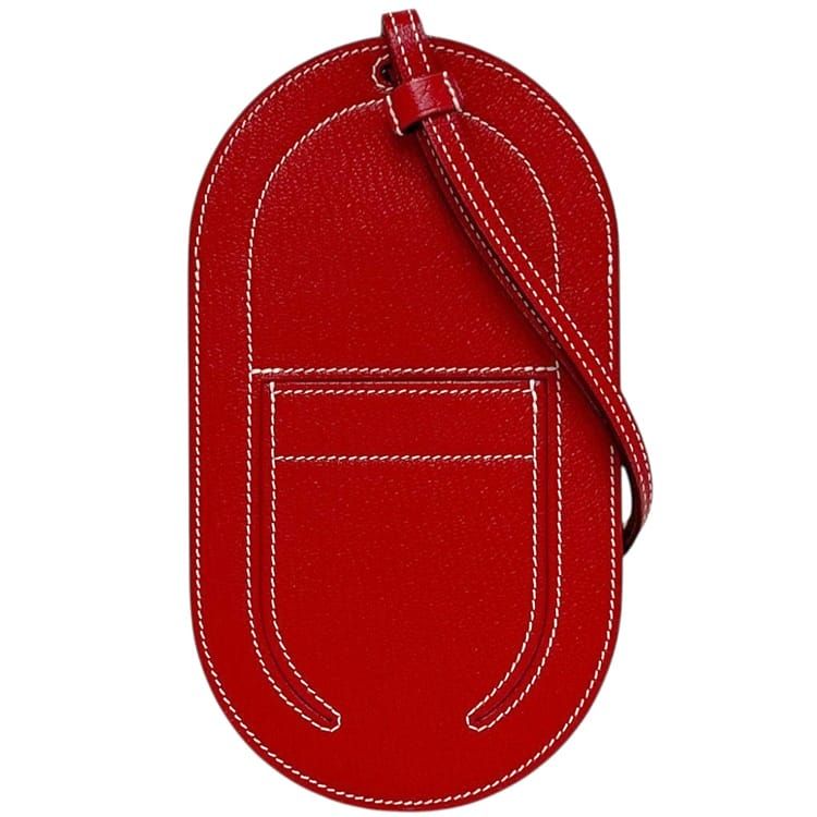 エルメス 携帯 スマホアクセサリー スマホショルダー インザループ トゥーゴー GM Ｄ刻印 HERMES レザー シェーブル レッド 赤 中古 ユニセックス