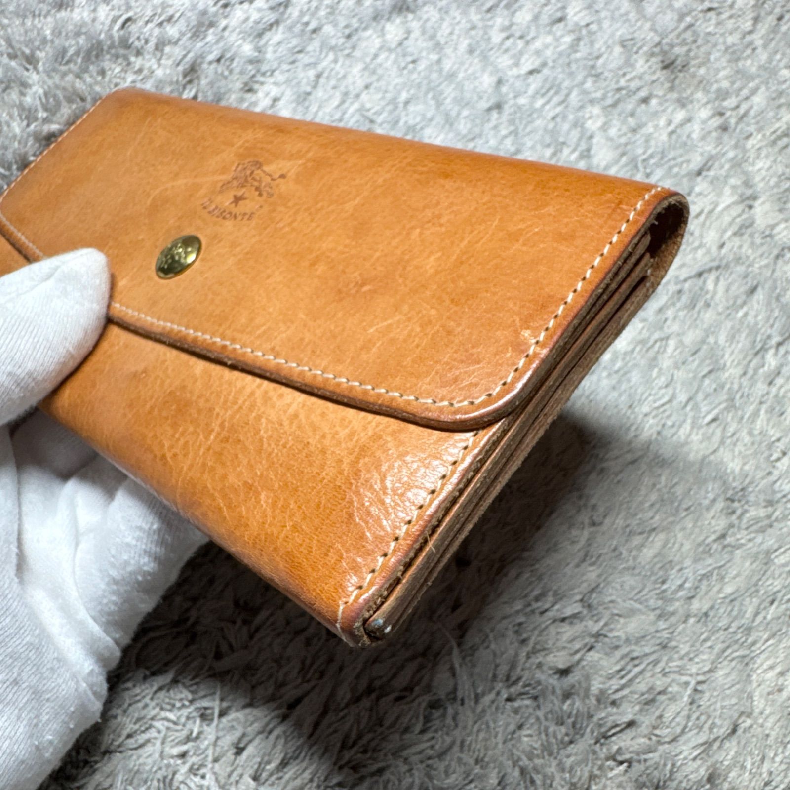 IL BISONTE イルビゾンテ レザー フラップ 長財布 ヤキヌメ キャメル