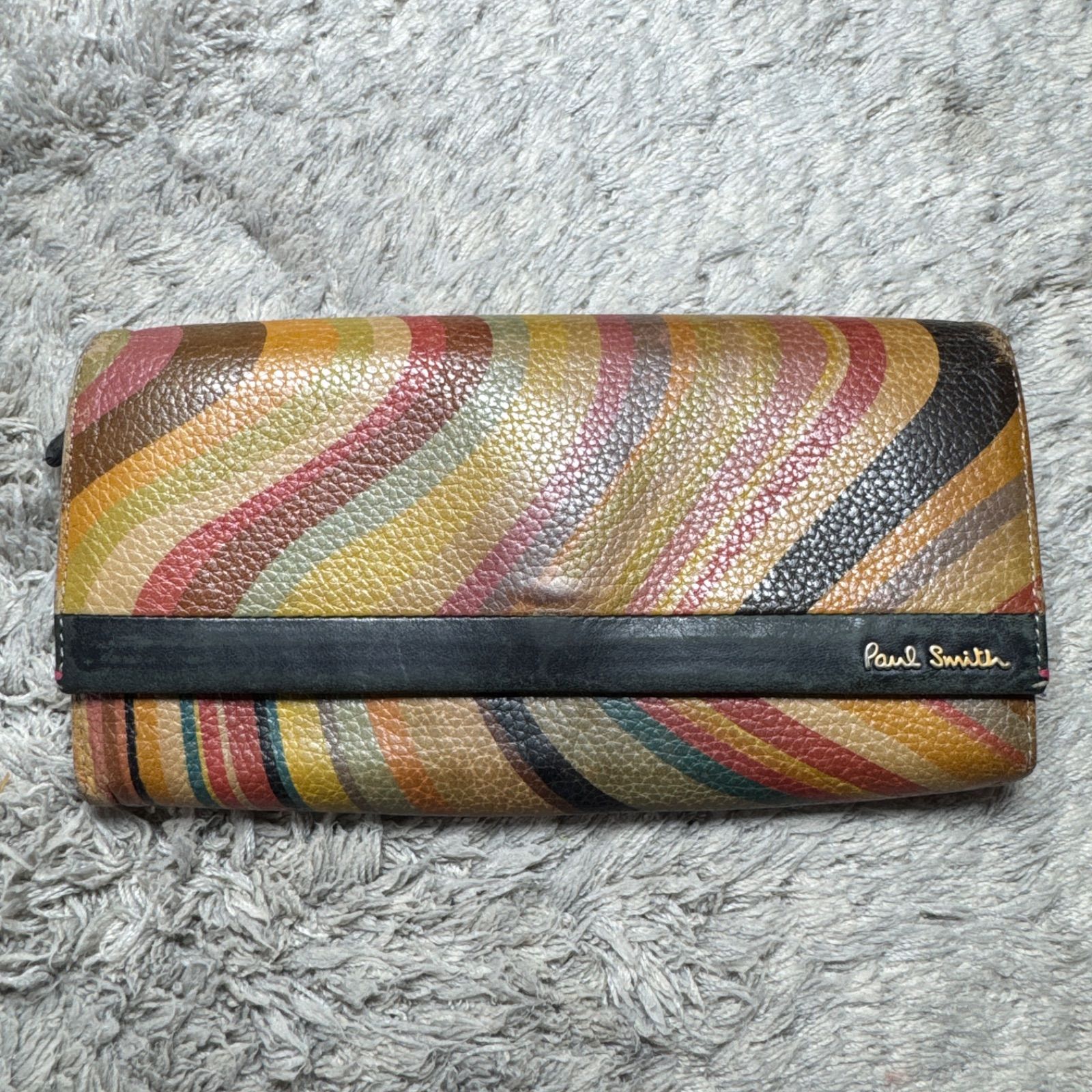 Paul Smith ポールスミス スワールカラーライン レザー 長財布 ロング
