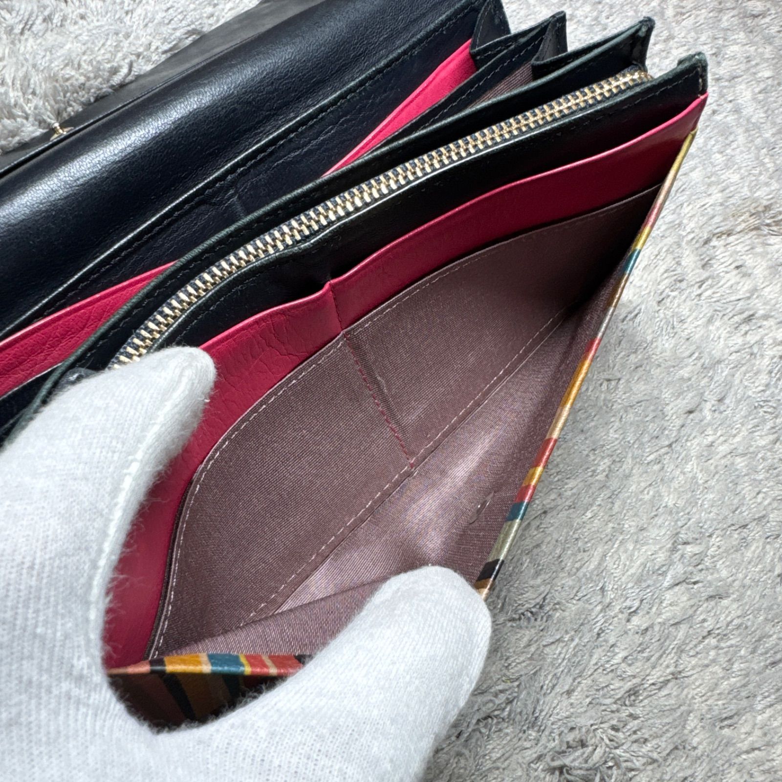 Paul Smith ポールスミス スワールカラーライン レザー 長財布 ロング