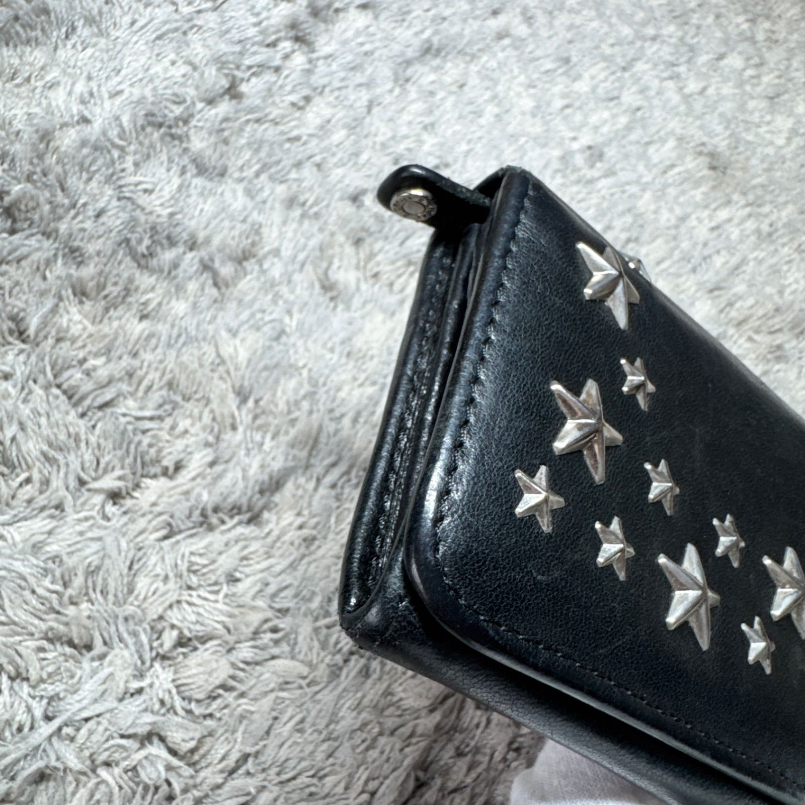 JIMMY CHOO ジミーチュウ 長財布 フラップ レザー 黒 ブラック - メルカリ