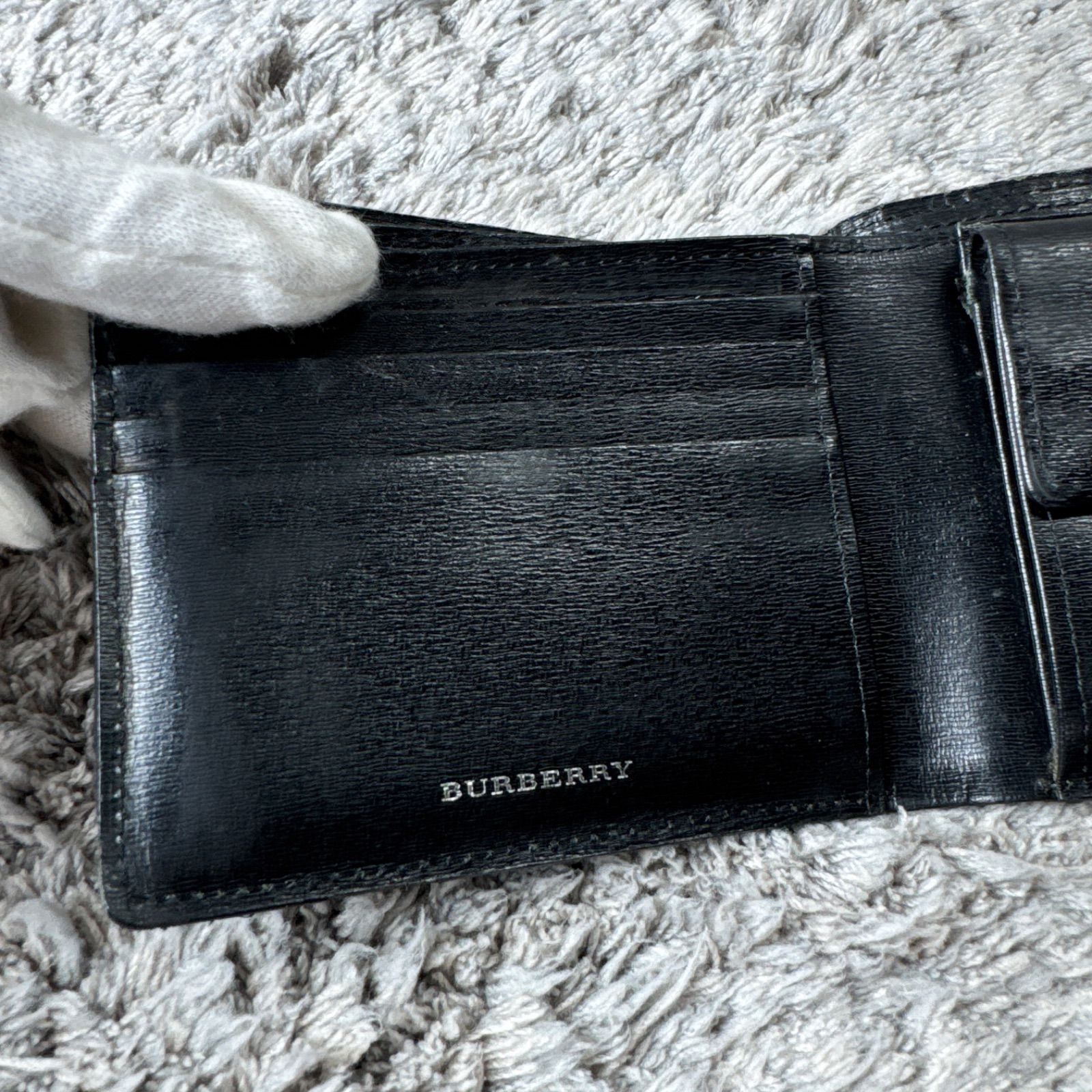 BURBERRY バーバリー レザー ロゴプレート ノバチェック 二つ折り財布