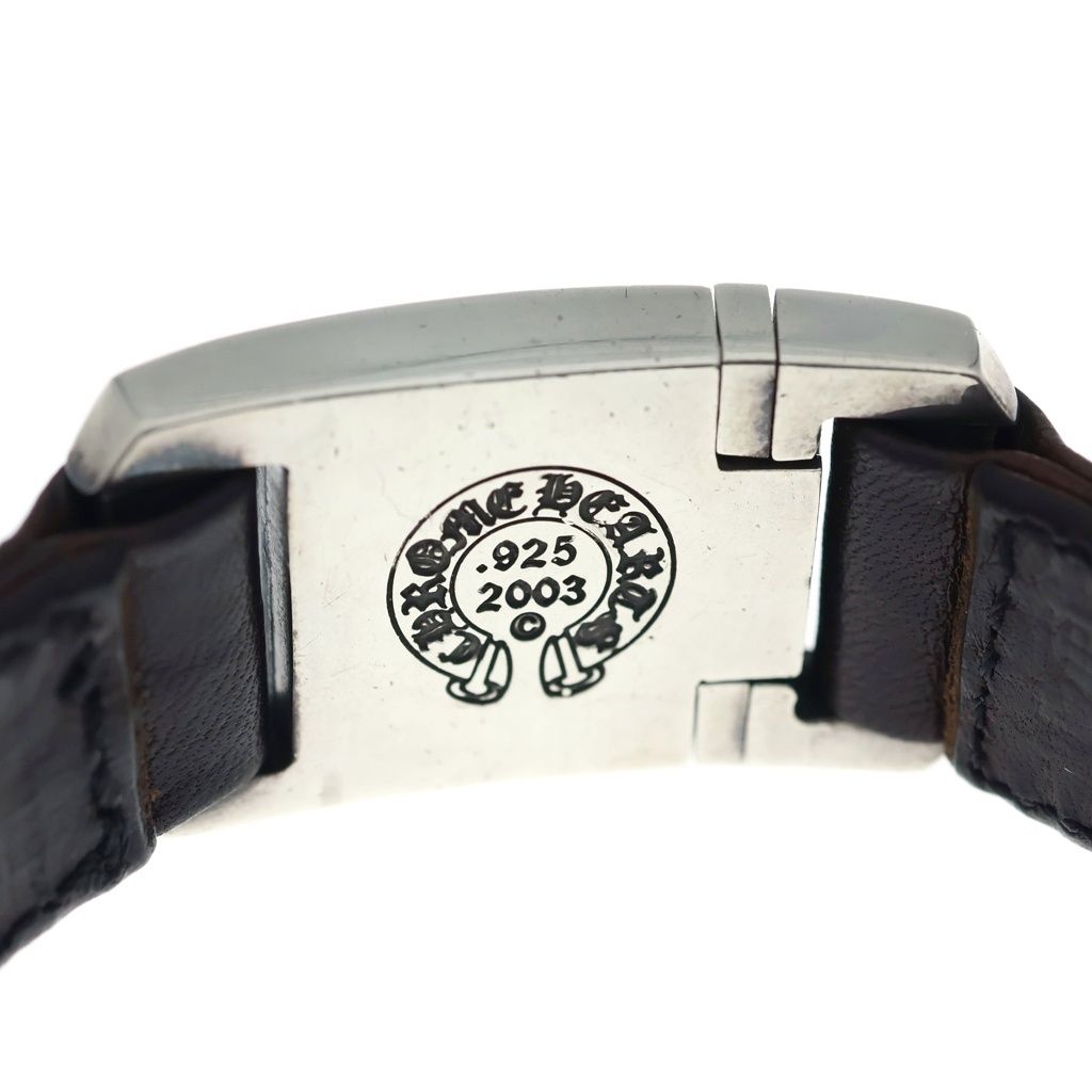 CHROME HEARTS クロムハーツ HARNESS CROSS BOX ハーネス クロスボックス レザーブレスレット シルバー/ブラウン CHROME HEARTS (クロムハーツ) HARNESS CROSS BOX ハーネス クロス