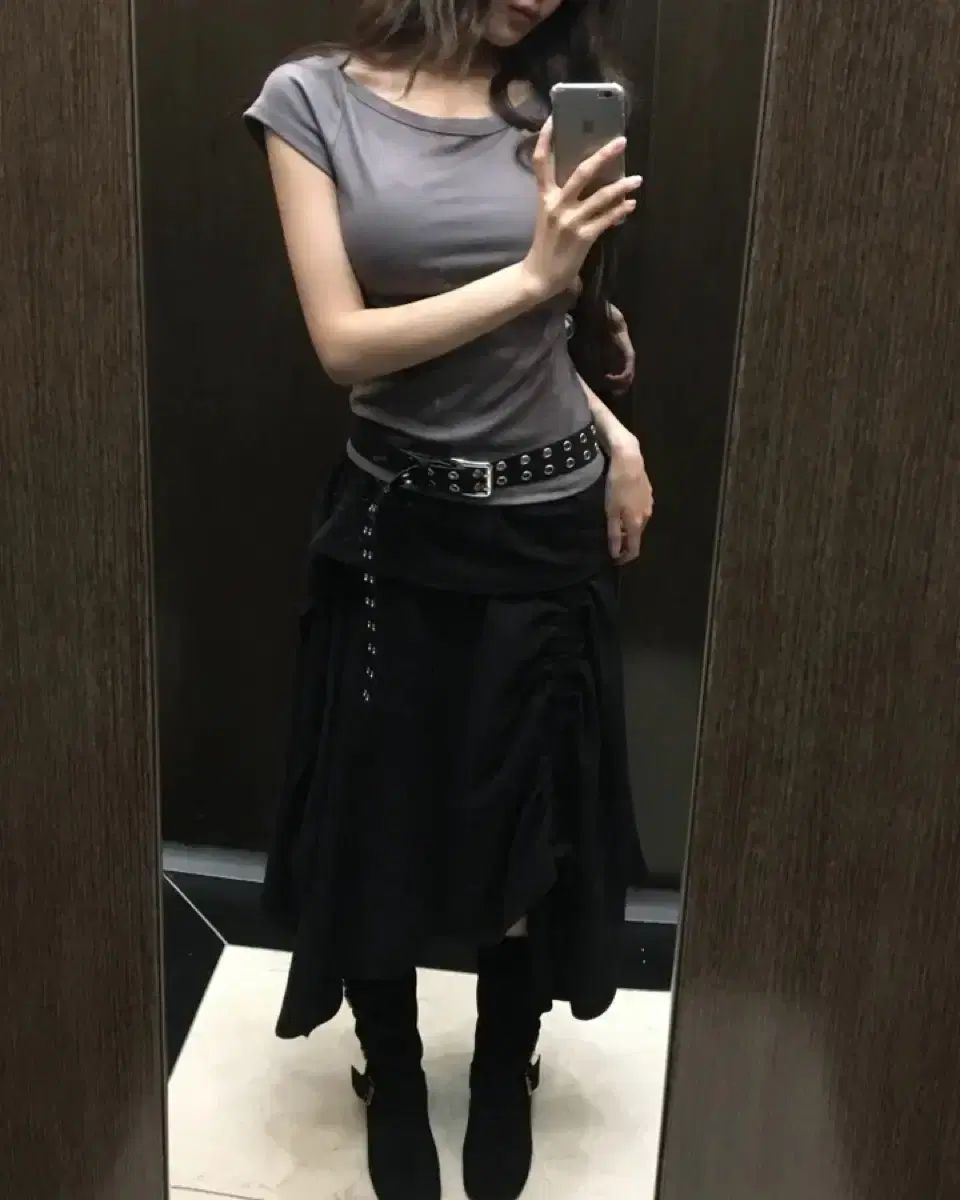 エイブリー soand アシンメトリー スカート ミディ丈 ブラック